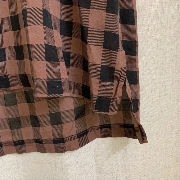 Eileen Fisher 100% Silk Buffalo Check Gingham Print Tunic Dress Large - Picture 5 of 6